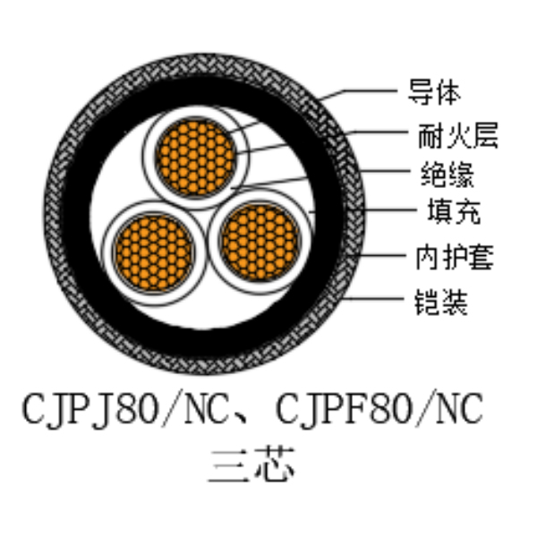 銅芯交聯(lián)聚乙烯絕緣低煙無鹵耐火船用電力電纜-CJPJ80/NC-0.6/1kV、CJPF80/NC-0.6/1kV