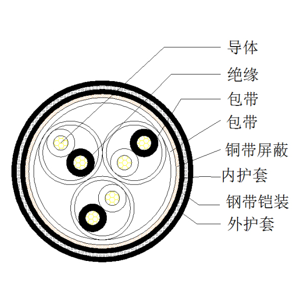 銅芯聚乙烯絕緣銅帶繞包總屏蔽 鋼帶鎧裝聚氯乙烯護(hù)套計算機電纜-DJYVP2-22-300/500V